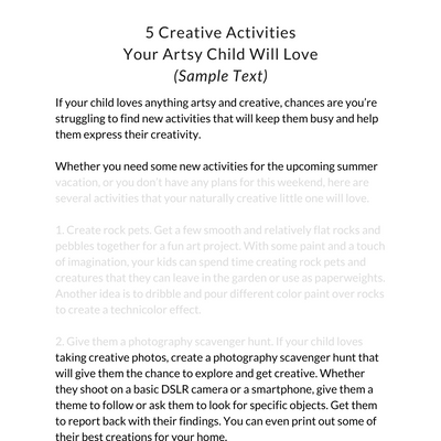 Kids Photography Camp Pre-Written E-mails and Blog Posts