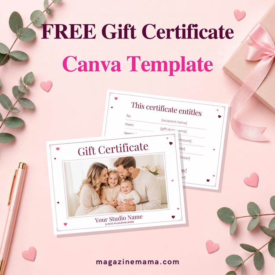 FREE Gift Certificate Canva Template for photographers