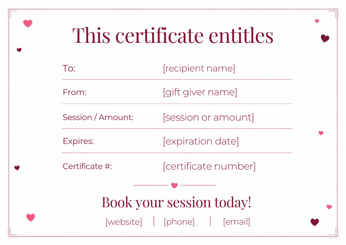 Free Canva photography gift certificate template, back