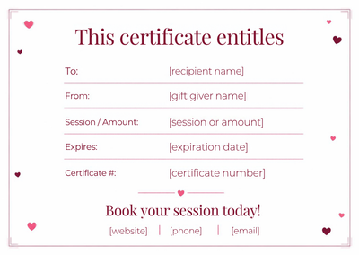 Free Canva photography gift certificate template, back
