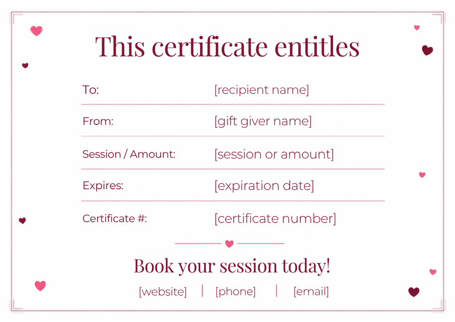 Free Canva photography gift certificate template, front