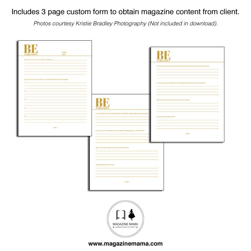 8.5x11 Magazine Template - "Be Fabulous" - Customizable Client Magazine Template
