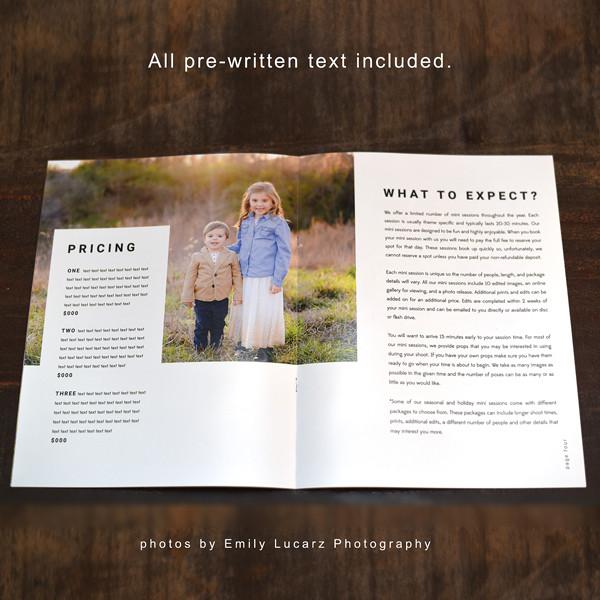 8.5x11 Magazine Template - Mini Sessions Welcome Guide Photographer Template