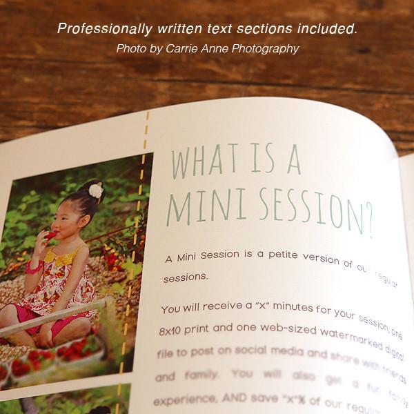 8.5x11 Magazine Template - Mini Sessions Welcome Guide Template