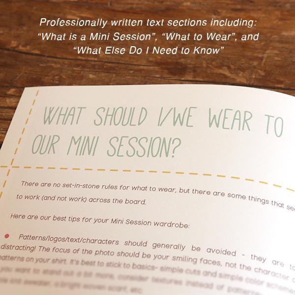 8.5x11 Magazine Template - Mini Sessions Welcome Guide Template