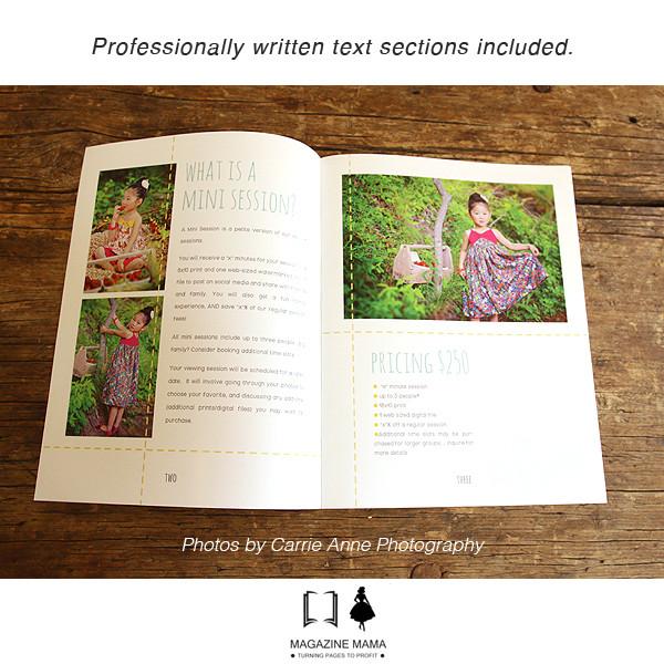 8.5x11 Magazine Template - Mini Sessions Welcome Guide Template