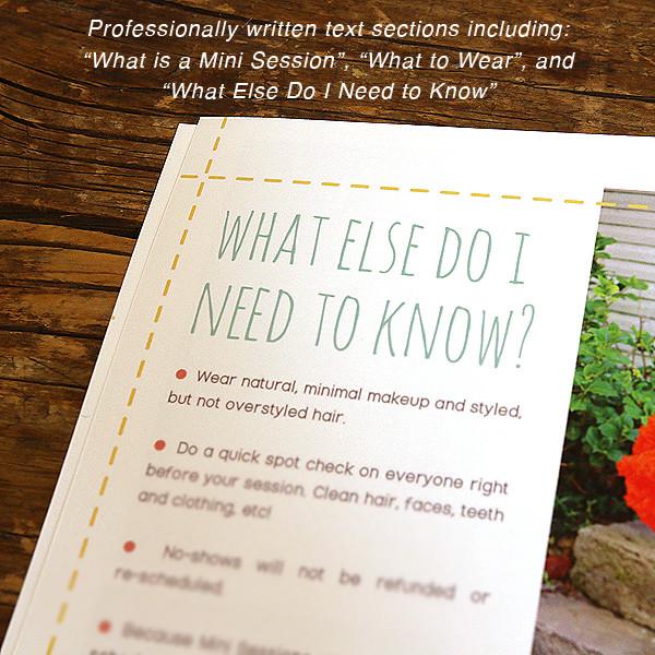 8.5x11 Magazine Template - Mini Sessions Welcome Guide Template