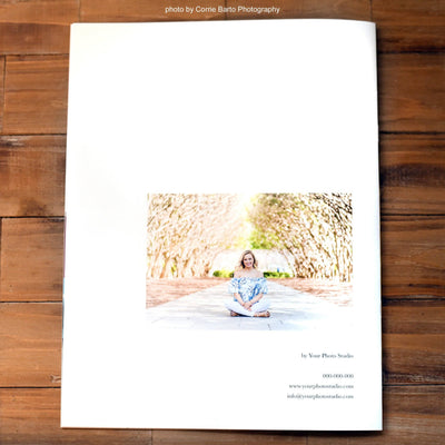 Back cover of this senior magazine template for photographers