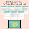 Kids Photography Camp Emails and Blog Posts
