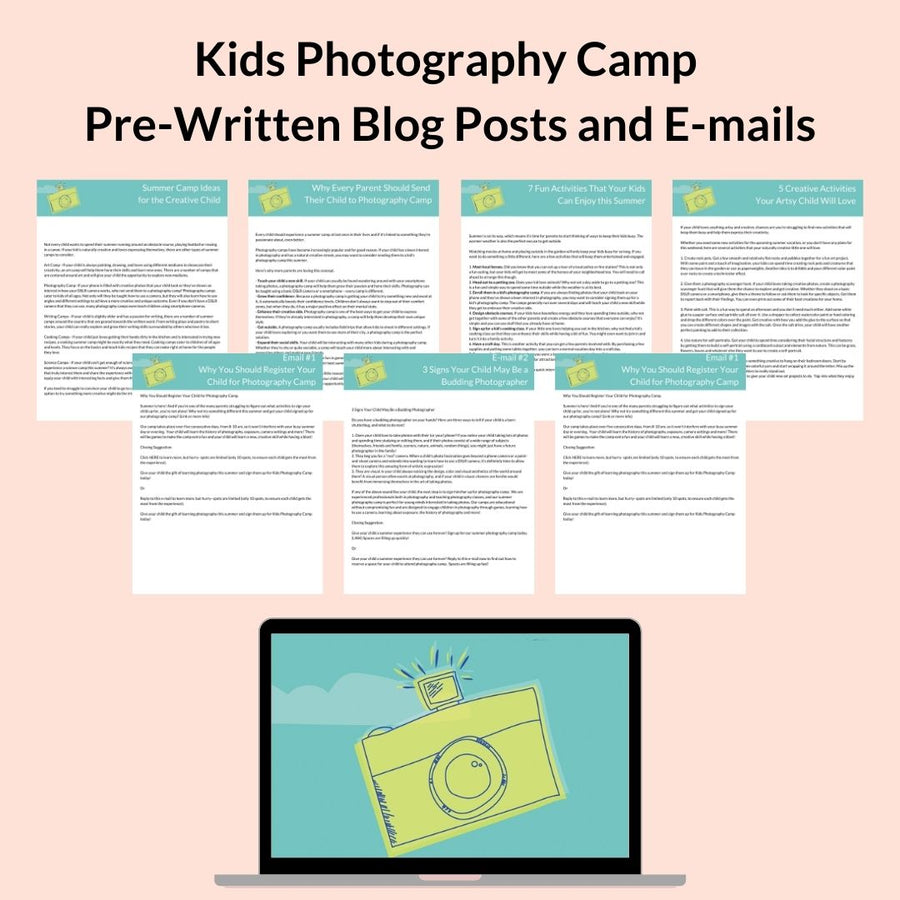 Kids Photography Camp Emails and Blog Posts