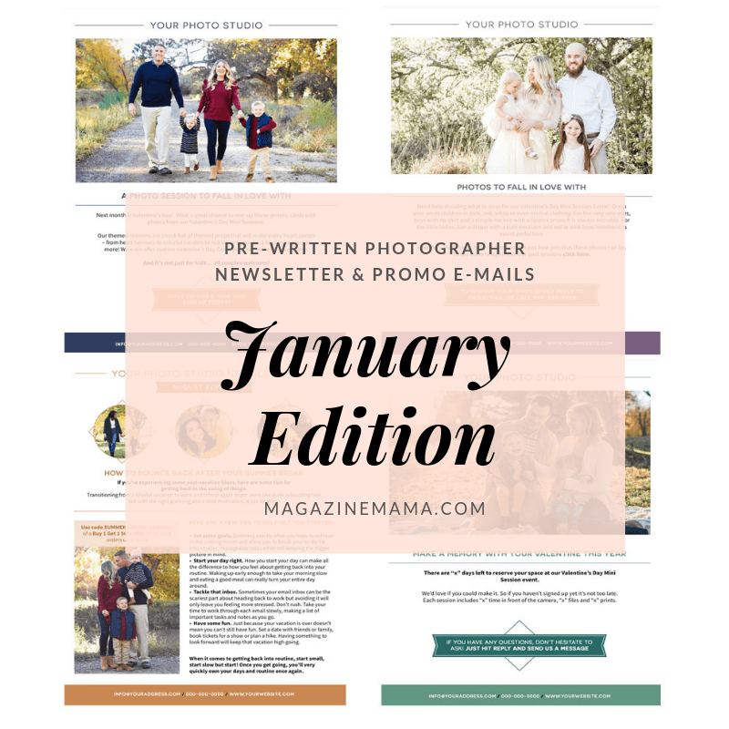 Photography E-mail Newsletter Templates - January
