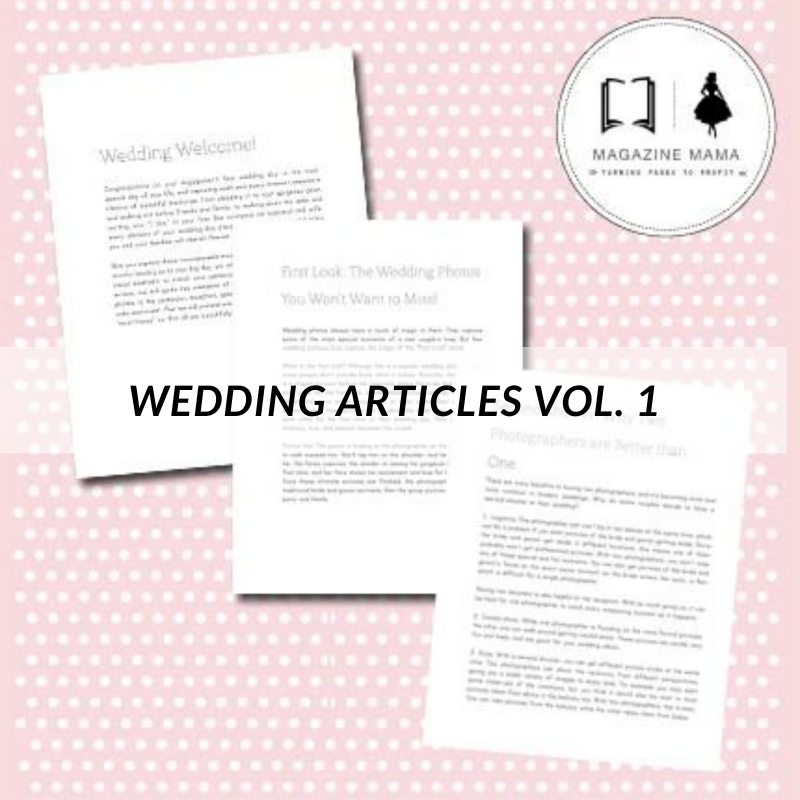 Wedding Photography Text (Set of 17 Articles)