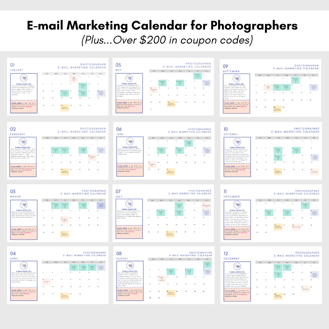 E-mail Marketing for Photographers Calendar