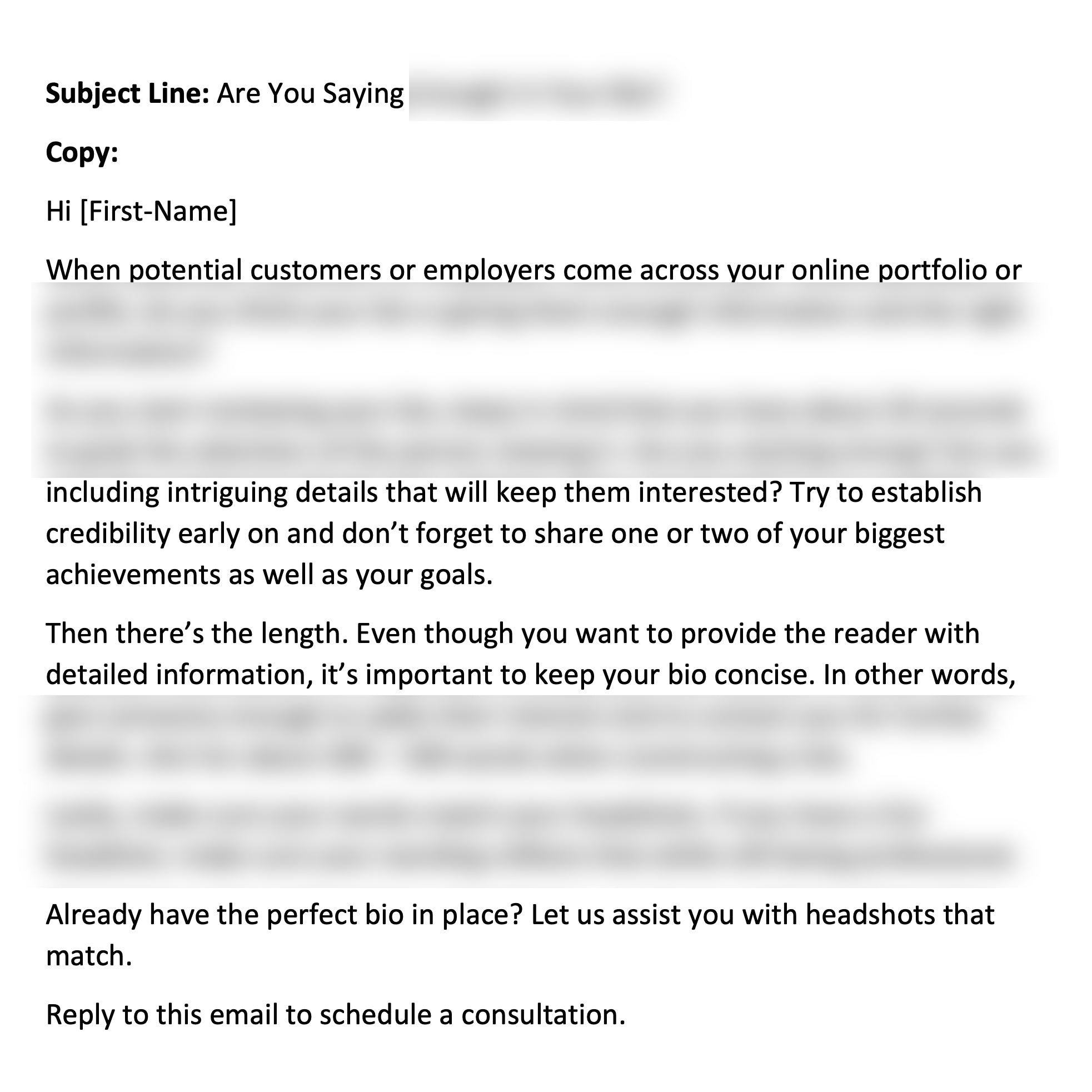 Headshot Photography Pre-Written E-mails