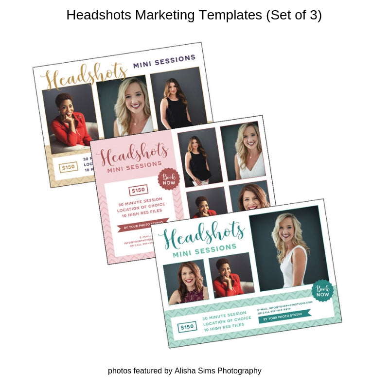 Headshots Photography Marketing Templates (Set of 3)