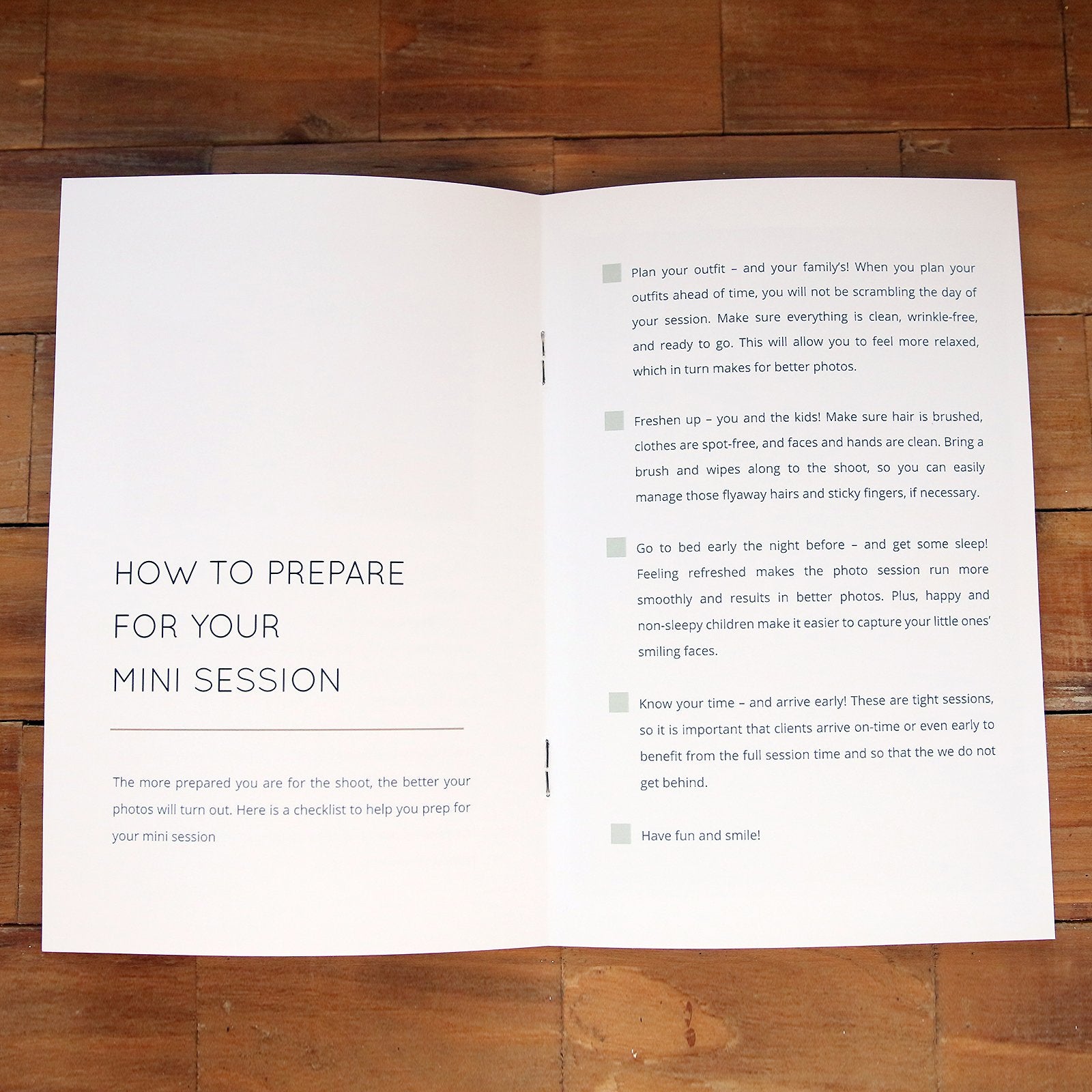 Photography Mini Session Welcome Guide Template