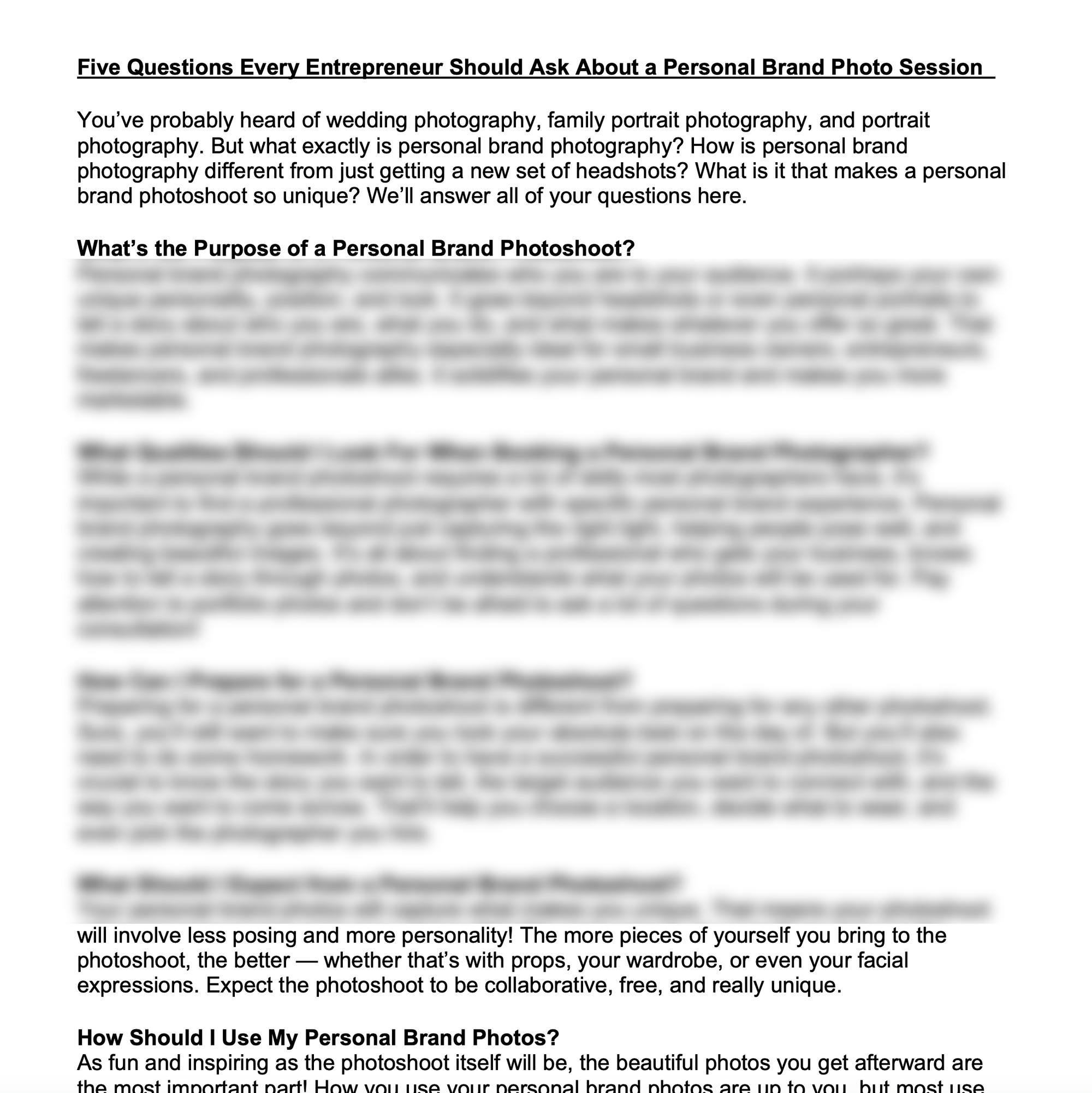 Personal  Brand Photography Blog Post Bundle Vol. 2