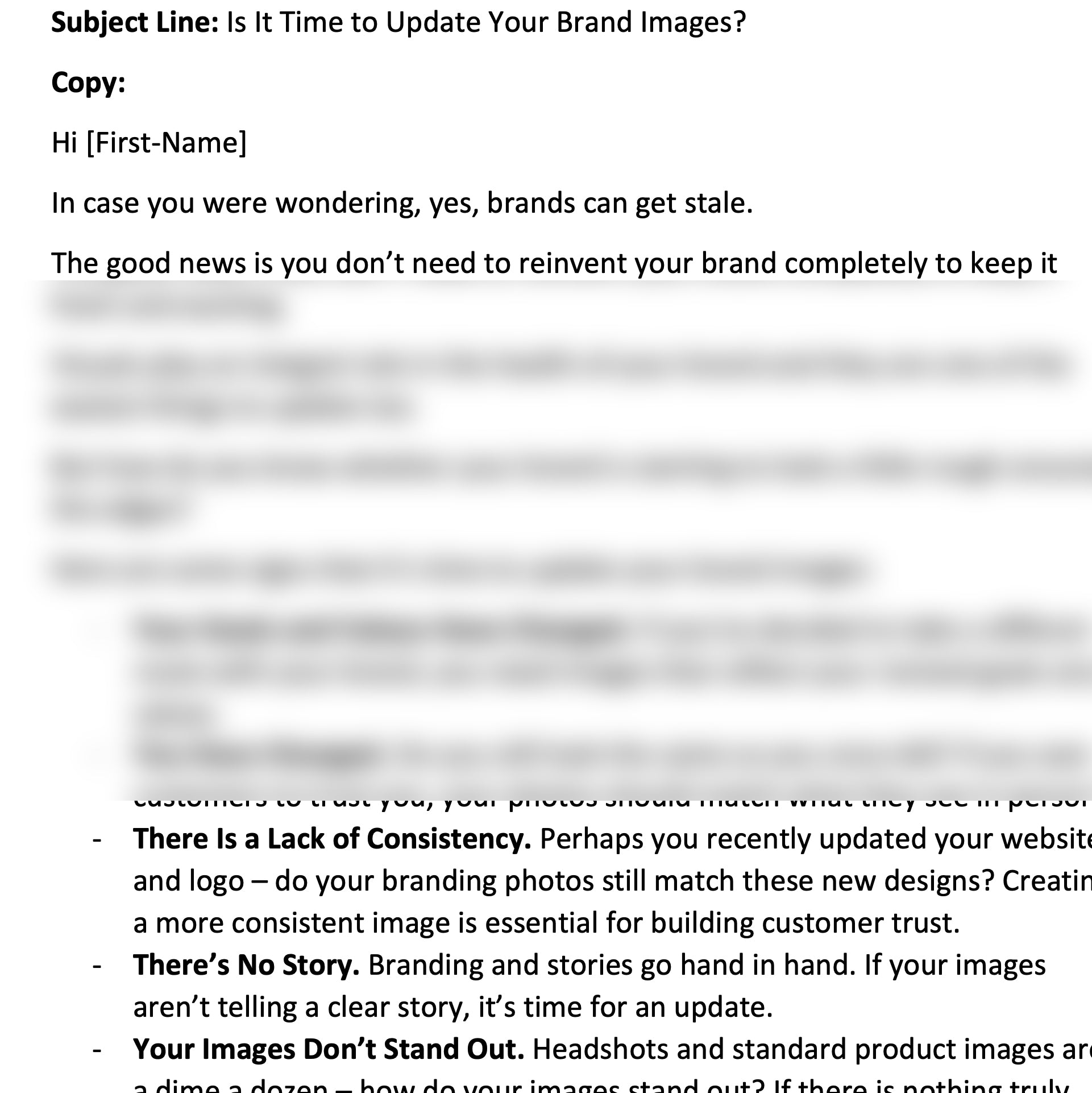 Personal Brand Photography Pre-Written E-mails