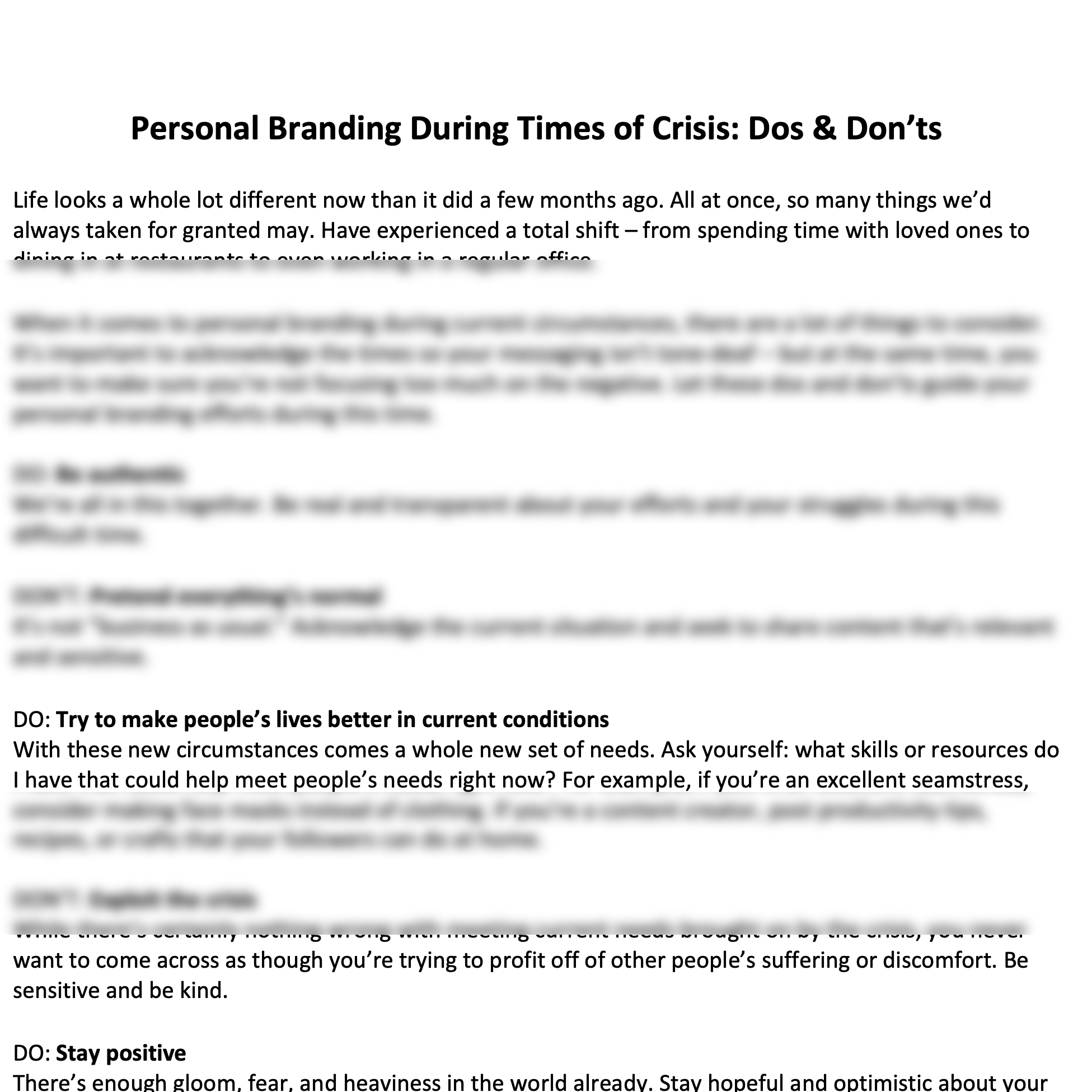 Personal  Branding Photography Blog Posts Quarantine Edition