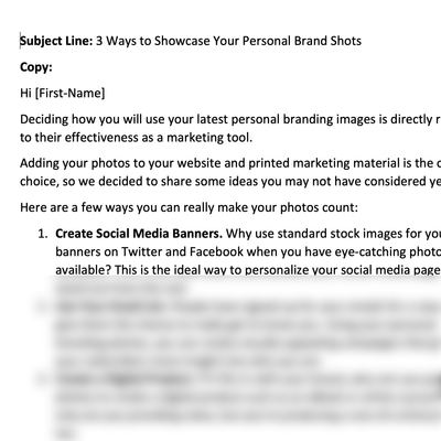 Personal Brand Photography Pre-Written E-mails