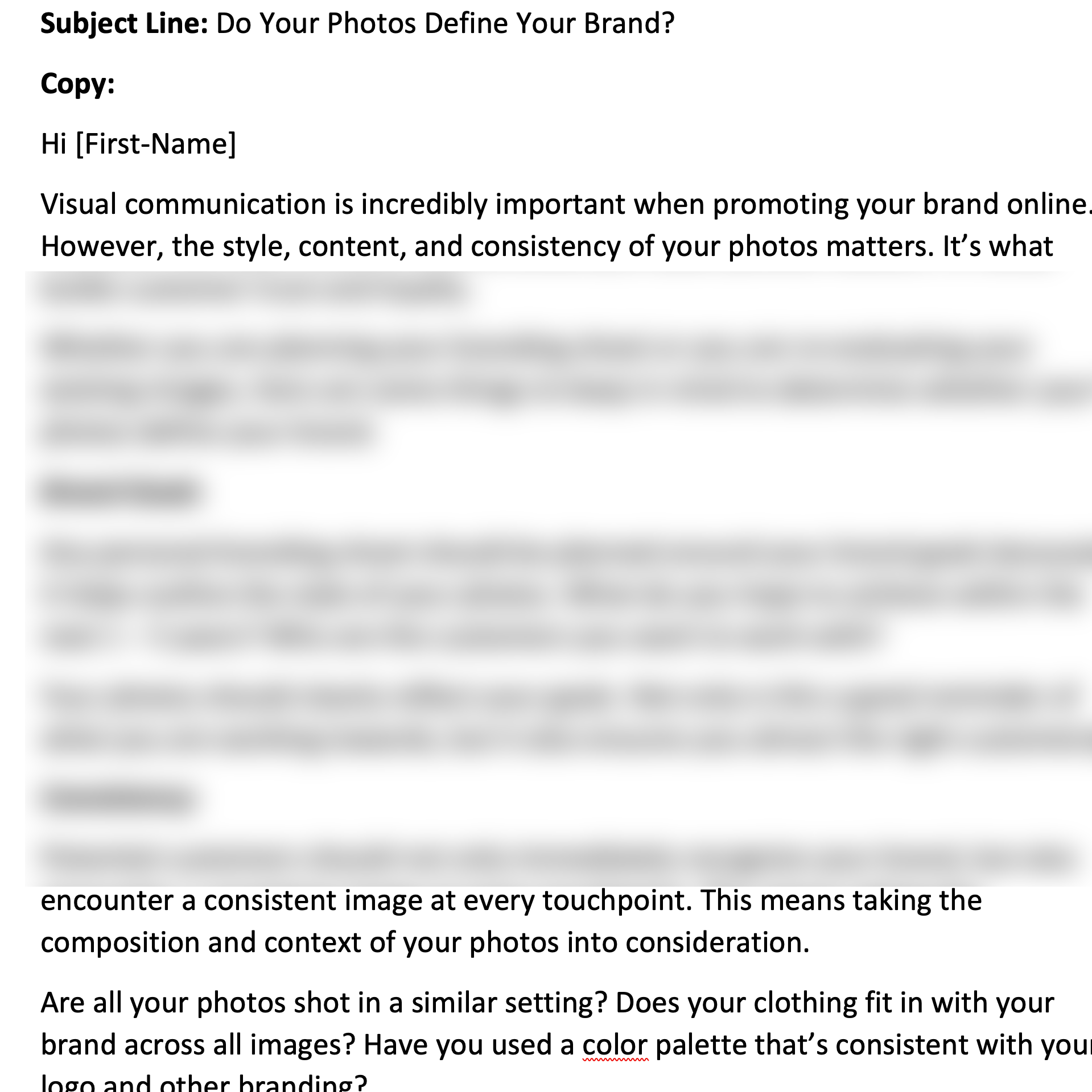 Personal Brand Photography Pre-Written E-mails