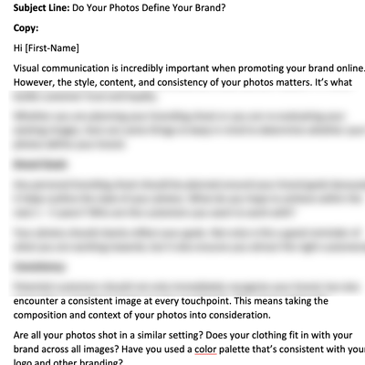 Personal Brand Photography Pre-Written E-mails