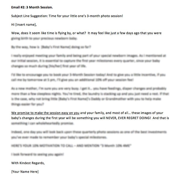 photographer email templates newborn photographer