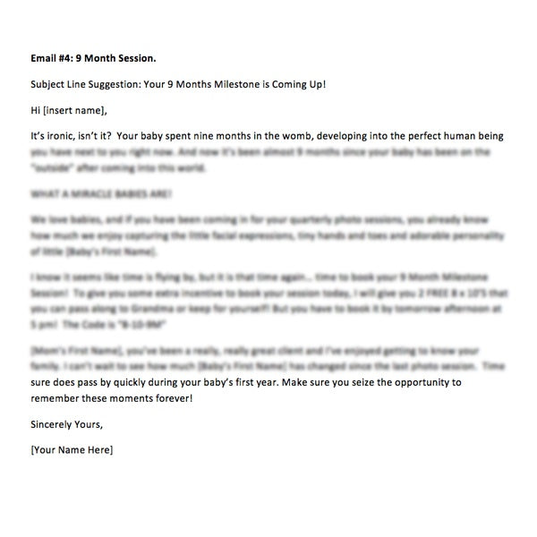 Photographer email templates newborn photography sample text