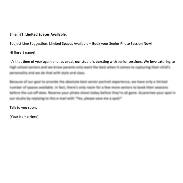 Pre-Written E-mails - Senior Photography Pre-Written E-mails