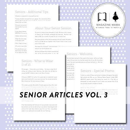 Senior Photographer Marketing Pre-Written Articles Bundle (Set of 12)