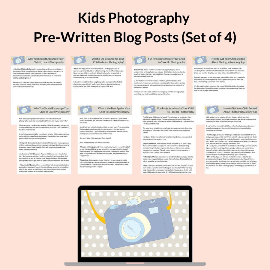 Teach Kids Photography Pre-Written Blog Post Bundle