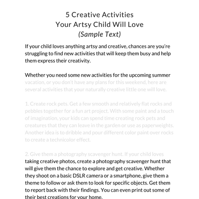 Kids Photography Camp Emails and Blog Posts