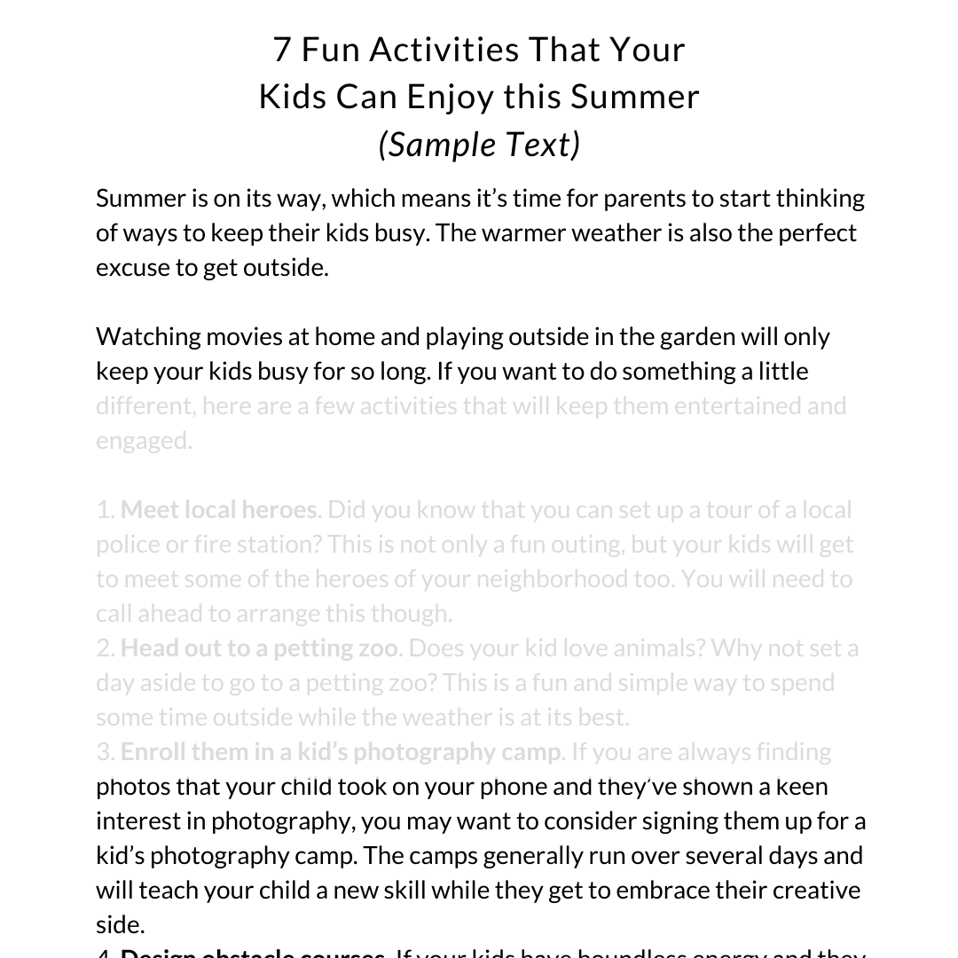 Kids Photography Camp Pre-Written E-mails and Blog Posts