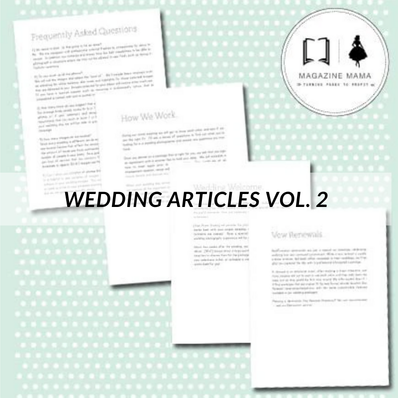 Wedding Photography Text (Set of 17 Articles)